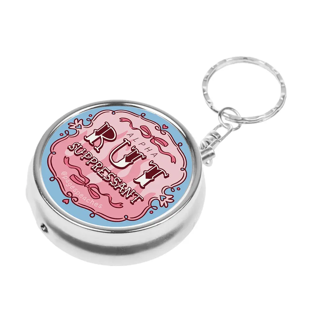 Page's Peaches Omega Heat Suppressant Pill Case Keychain with 3