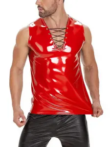 Men's Shiny Casual Tank Top, Adjustable T-Shirt, Sleeveless Design, High-Elasticity Fabric, Ideal for Comfort & Style, Menswear