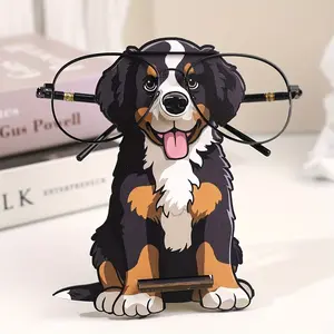1 piece of wooden sheepdog shaped glasses holder - cartoon animal shaped glasses holder, durable and stylish glasses storage rack, suitable for bedside table, home, office decoration, fun desktop decoration