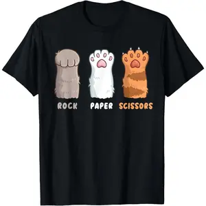 Cat Lover Cat Owner Funny Cat Rock Paper Scissors T-Shirt