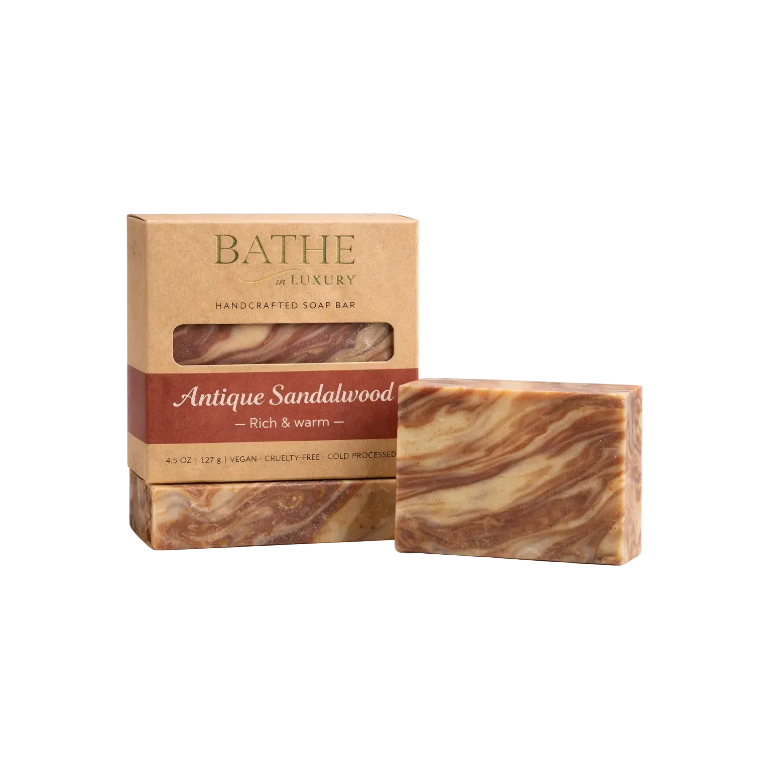 Antique Sandalwood Soap Bar - Nourishing Cleansing Daily Use Body Care Cleanser with Warm Earthy Elegance, Fragrant Scent, Rich Fragrance