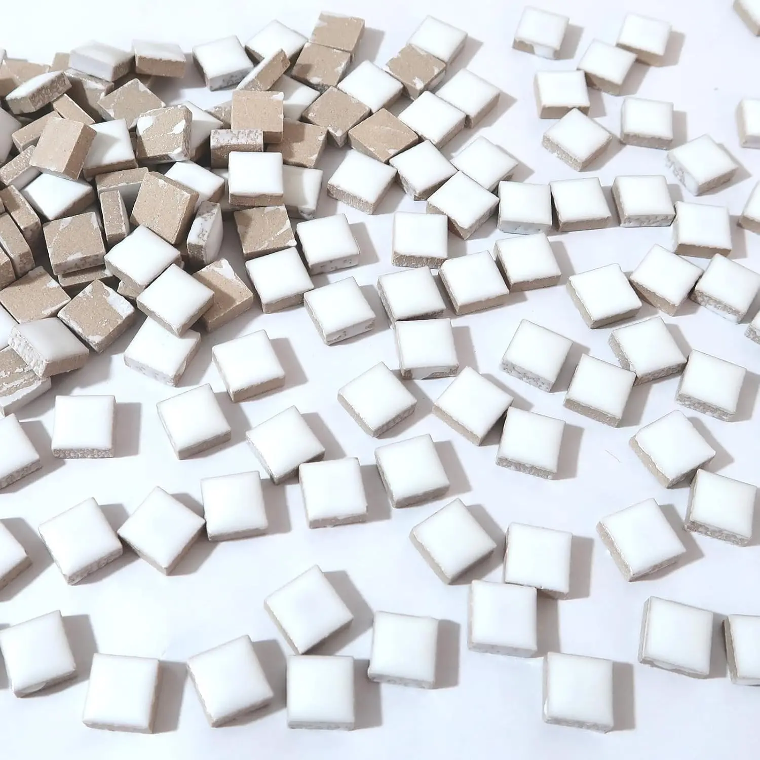 100-Piece Bulk Square Ceramic Tile Set - 12x12mm Mosaic Tiles, 16 Multiple Colors, Home Decor Items for DIY Crafts, Farmhouse Wall White Decor