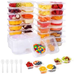 20 Pcs Reusable Snack Container with Lid 2 Compartments BPA-Free Stackable Food Storage Organizers for Meal Prep & Portion Control