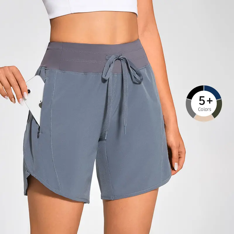 7" High Waisted Athletic Shorts for Women Running Workout Long Shorts with 3 Zipper Pockets cold wash multicolor3 sports shorts rowing  shorts short staples cold wash multicolor2
