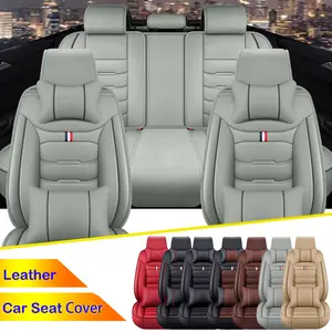 Car Seat Covers with Pillows Premium Waterproof Faux Leather Cushion Universal Accessories Fit SUV Truck Sedan Automotive Vehicle Auto Interior Protector