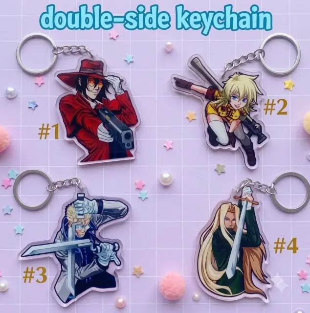 Double Side Acrylic Keychain, Anime Style Character Bag Charm, Double Sided Clear Acrylic Pendant, Backpack Key Ring, Everyday Accessory