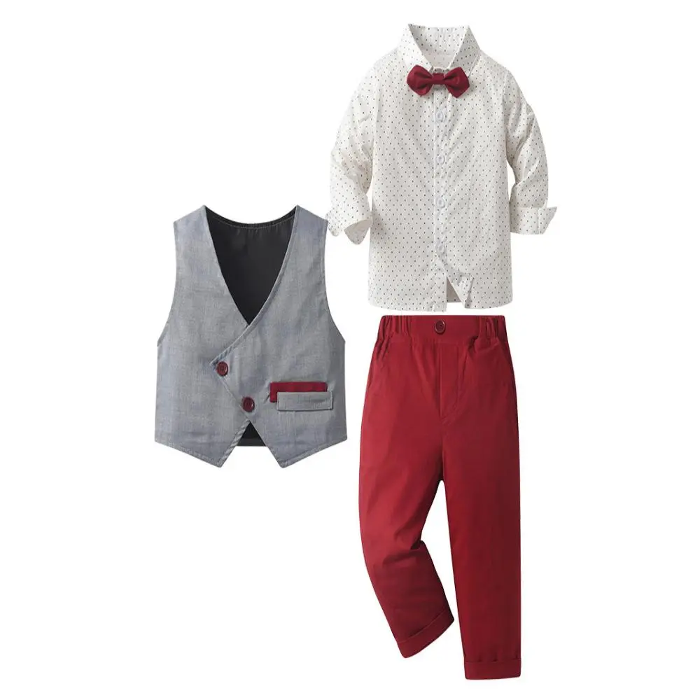 Boys' Formal Christmas Suit Set, 2-Piece Long Sleeve Outfit with a Festive Cartoon Print Button-Up Jacket for Holiday Parties