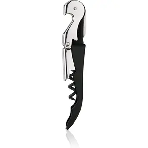 True Truetap Double Hinged Waiter's Corkscrew Wine Opener, Stainless Steel Wine Bottle Opener with Built In Foil Cutter, Home Bar Tools, Bar Cart Accessories, Wedding Gifts, Set of 1, Black