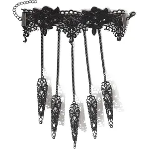 Halloween Bracelet Ancient Queen Bracelet Finger Nails Tip Claw Bracelet Indian Dainty Belly Dance Bracelets Cuban Dark Hand Chain for Women