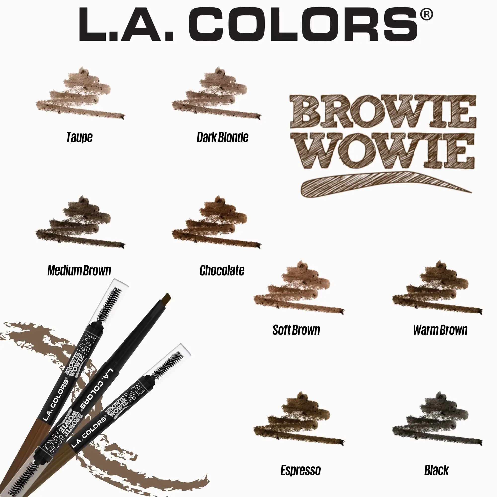 L.A. Colors Browie Wowie Brow Pencil with 8 Shades