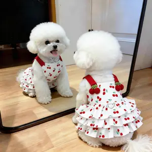 Summer thin and breathable princess dresses, cute ins-style dresses for small dogs, Puppy Clothes including Teddy, Bichon Frise, and Pomeranian