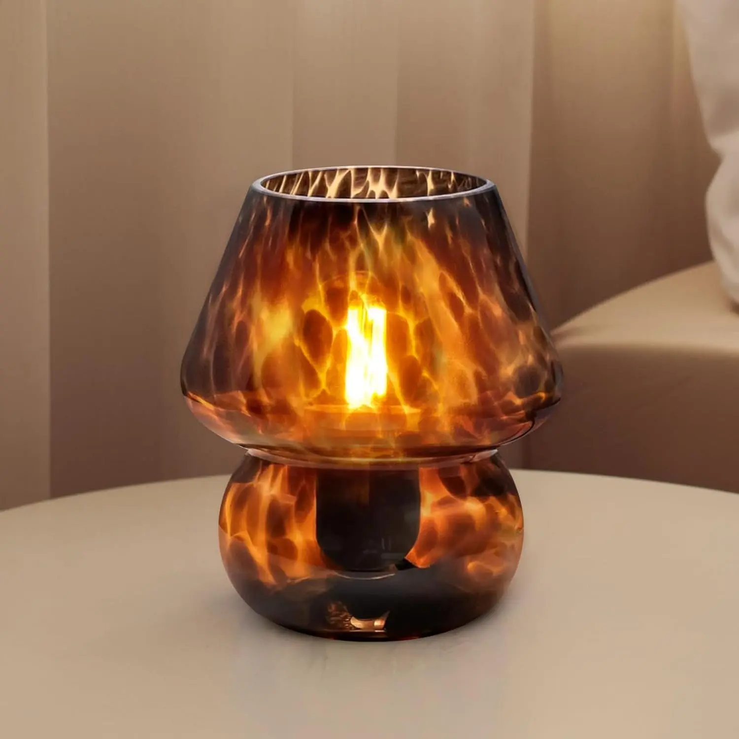 Dawnwake Mushroom Lamp Small Lamp Table Lamp for Bedroom, Desk Bedside Lamps for Living Room,Mushroom Decor Cute Mini Modern Mid Century Lamps for Night Stands,Aesthetic Home Decor (Flame Black)