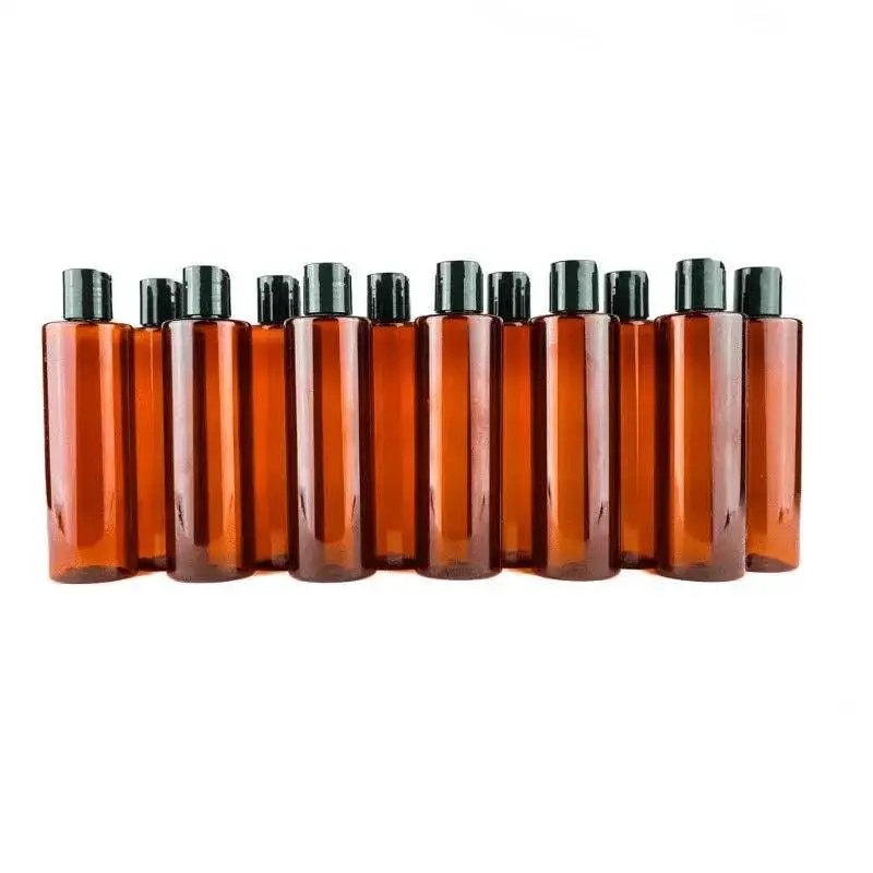 Light Plastic Amber Bottles, 12-Pack 8 oz for DIY Candle & Soap Making