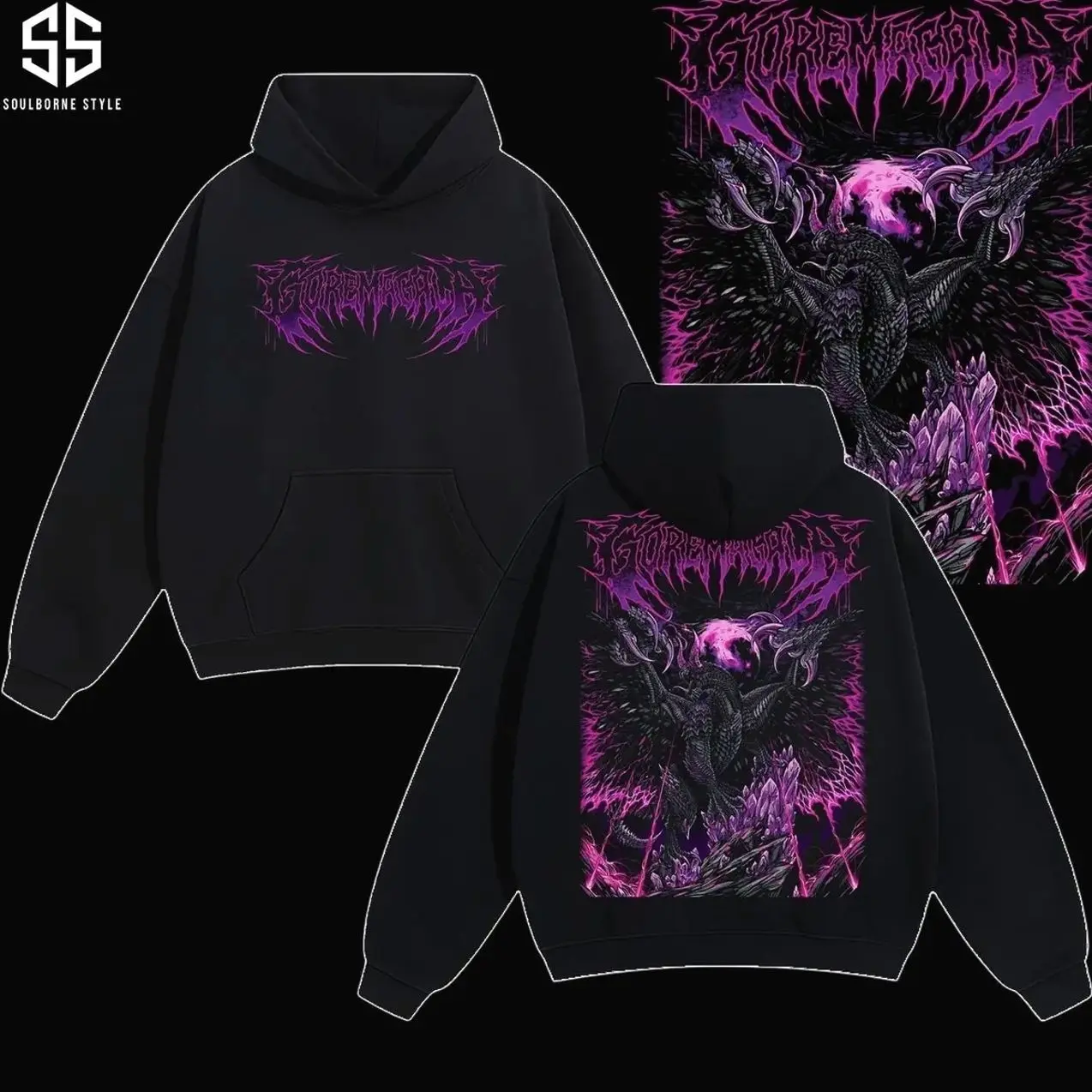 [Soulsborne Style] Vintage Gore Magala - Monster Hunter Unisex Hoodie, Action RPG Gaming Apparel, Game Shirt, Video Game Clothes, Boy Merch, Gift For Him, Gift For Her, Cotton Crewneck Top Clothes Streetwear DJQ 4FT