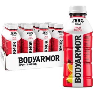 BODYARMOR ZERO Sugar Fruit Punch Electrolyte Drink, Natural Flavors, 16 Fl Oz Bottles (12 Pack), B Vitamins & Antioxidants Sugar Free Hydration