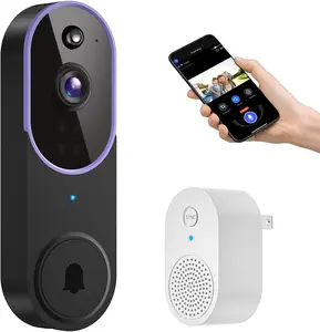 1080p Wireless Video Doorbell Camera with Smart AI Human Detection Battery Powered Two Way Talk Live View Night Vision 2.4G WiFi Only Cloud Storage Indoor Outdoor Surveillance