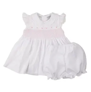 Baby Girls Smocked Lace Fly Sleeve Dress