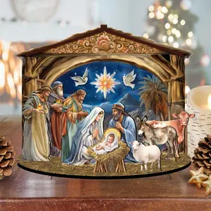 Designocracy 852761-10 8.5 in. The Birth of Jesus Nativity Scene Decorative Village Holiday Decor