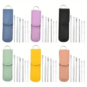 6Pcs ear pick spoon, new stainless steel ear pick spoon set, spiral adult ear cleaner, ear pick spoon