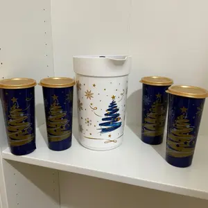 2.5L Pitcher Set – Design with 4 Cups & Gold Lid Drinkware Jugs