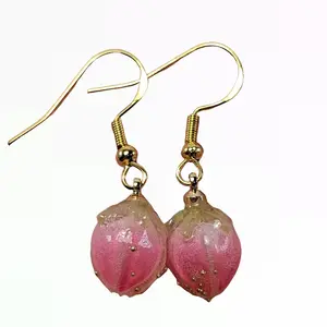 Dainty Pink Rosebud Earrings, Floral Earrings, Gold Accent Jewelry, Soft Flower Earrings, Nature-Inspired Earrings, Elegant Rosebud Earrings