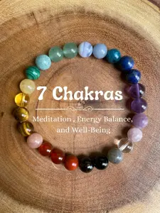Rainbow Beaded Bohemian Stone Bracelet, Seven Chakra Yoga Tiger Eye Natural Stone Buddha Beads, Cross-Border Hand Jewelry