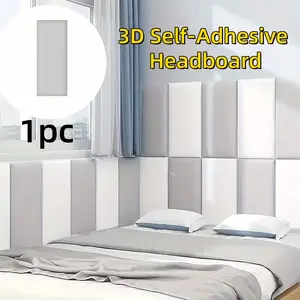 40cmx20cm Monochrome-Block Combination 3D Self-Adhesive Headboard, Faux Leather Surface with a Premium Feel, Inner Vinyl Foam Sponge for Softness and Comfort