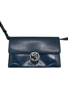 Pre-owned GUCCI Navy Blue Leather Crossbody Bag/EE06817064/7064