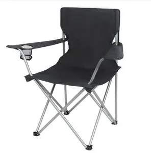 Ozark Trail Basic Quad Folding Camp Chair with Cup Holder, Black