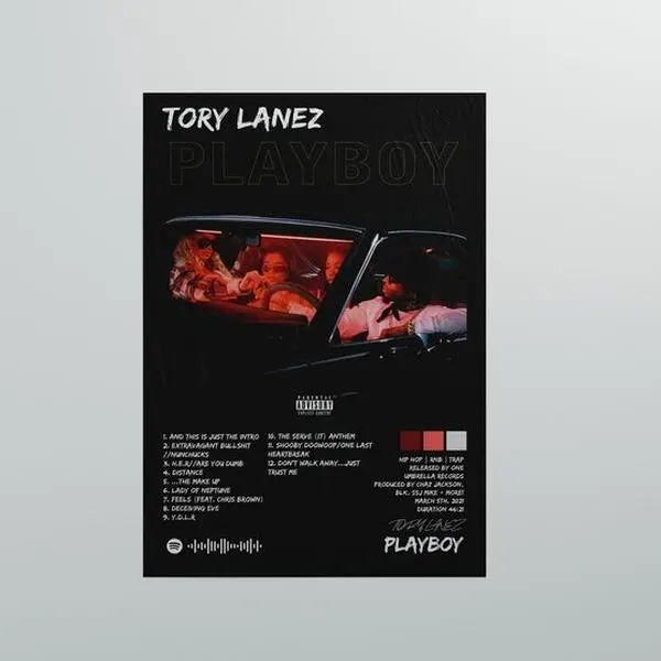 Frameless | Tory Lanez | "Playboy" | Tory Lanez Poster Prin Unframed | Album Cover Poster | Album Cover Wall Art | Premium Custom Posters