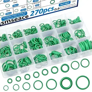 Swiilpo 270 Pieces Green AC O-Ring Kit 18-Sizes O Ring Assortment Set Kit Rubber Air Conditioning AC O Rings Seal Gasket Washer for Plumbing/Automotive/MachineryQuesear