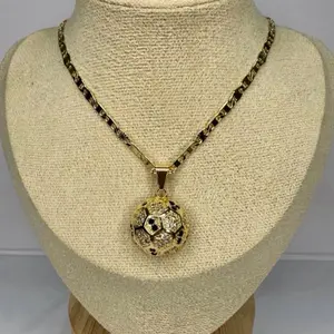 58.Gold Soccer Ball Necklace Laminado 14k Chain 18 Inches Sports Fan Jewelry Gift