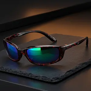 Outdoor Fishing Cycling Sunglasses, Mirrored Lenses Wrap Around Shades, Lightweight Vented Frame