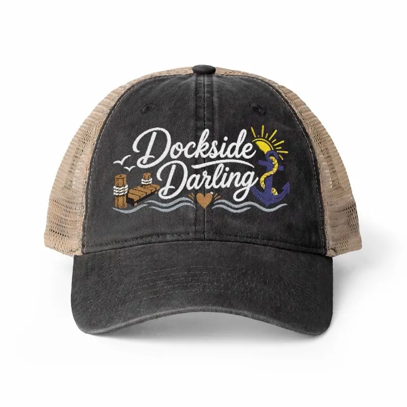 Women's Washed Mesh-Back Cap “Dockside Darling” Red Barn and Bloom