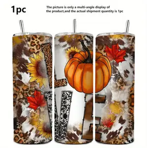 Autumn Pumpkin Tumbler With Lid And Straw Double Wall Insulated Cup Spill Proof Design In Seasonal Colors For Hot And Cold Beverages Ideal For Halloween Thanksgiving Christmas Gifts