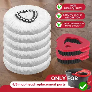 4/8 Piece Triangle Spin Mop Head Replacement Set, Compatible with O-Cedar, Microfiber Material, Strong Absorbency, Removes Stubborn Stains