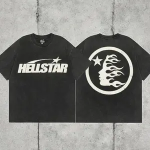 Hell-star Logo Y2K Aesthetic T Shirt, Harajuku Tee, Goth Punk T-Shirt, Alternative Clothing, Y2k Graphic Shirt, Shirt, Cotton Shirt, Vintage Shirt, Crewneck Shirt, Streetwear, Oversized T-Shirt Casual Top Unisex INS BM5 LBN KH8