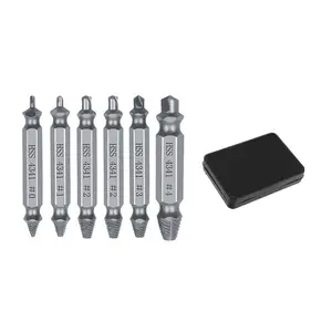 6Pcs HSS 4341 Double-Head Screw Extractor Set, Easy-Out Bolt Remover Drill Tool Kit, All-Purpose Practical Gift For Men
