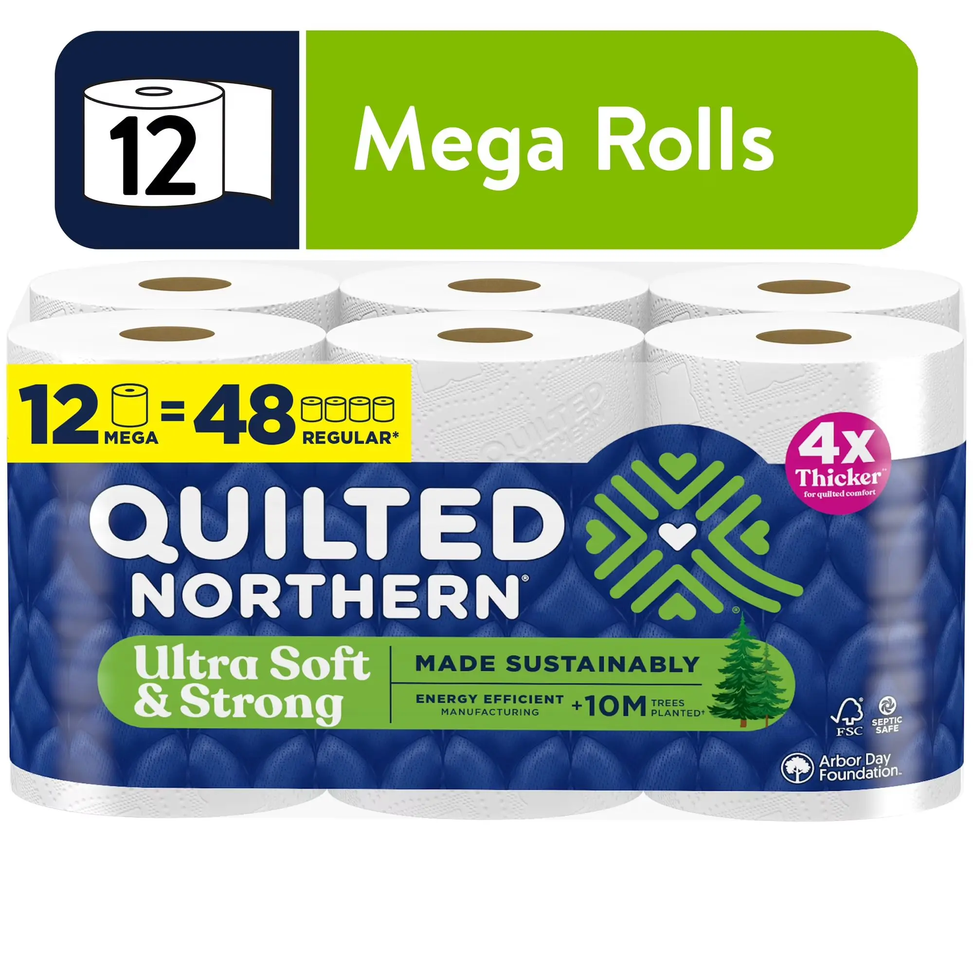 Quilted Northern Ultra Soft & Strong 2-Ply Toilet Paper, 12 Mega Rolls, 255 Sheets Per Roll