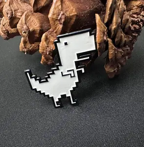 Pixel dinosaur pin lapel pin Birthday gift, black and white pin, classic pin