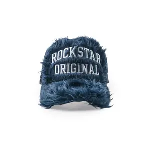 Shaggy Navy Fur Trucker Hat
