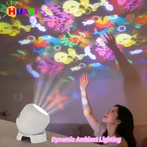 Colorful Rotating Dynamic Projection Lamp, USB Charging LED Light Touch Control, Snowflake Ocean 16 Patterns Christmas Halloween Stage Atmosphere Lamp