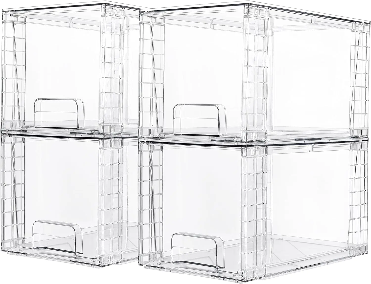 Clear Large Acrylic Stackable Storage Drawers with Handles for Kitchen, Bathroom, Cabinet and Pantry Organization - Racks