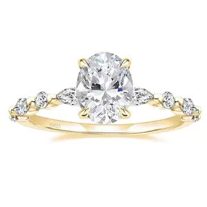 3 CT Oval CZ Ring in 925 Sterling Silver, Solitaire Halo Engagement & Promise Ring for Women, Trendy Jewelry Gift