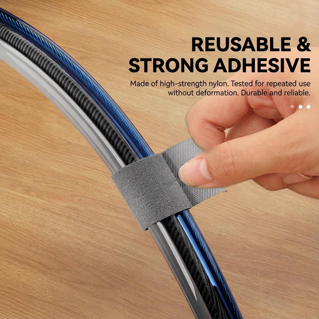 5M*2 Adjustable Magic Cable Ties with Velcro Strap & Hook Loop Fasteners for Efficient Cable Management & Organization #SmartOrganization #CleanSpace