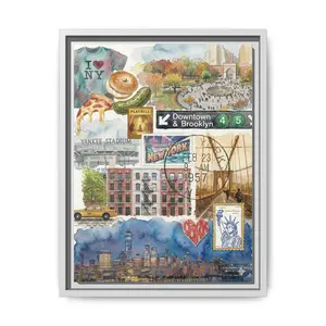 New York City Collage Matte Canvas Print, Framed | NYC Landmarks