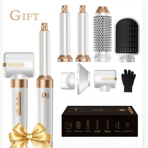1 PC Hair Dryer Brush 7 in ONE, Powerful Blow Dryer Brush with Air Curler for Hair, Brush Blow Dryer with Diffuser, Ionic Hot Air Brush Fast Dry, Volumize, Curls, Straight, Hair Styling Tools 100-120V