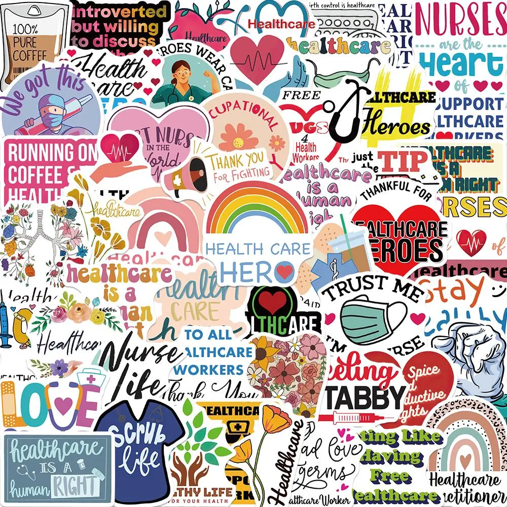 Healthcare Themed Sticker, 50/1000pcs Cartoon Pattern Decorative Sticker, DIY Waterproof Decals for Phone Case, Water Bottle, Laptop, Scrapbooking, Ornaments