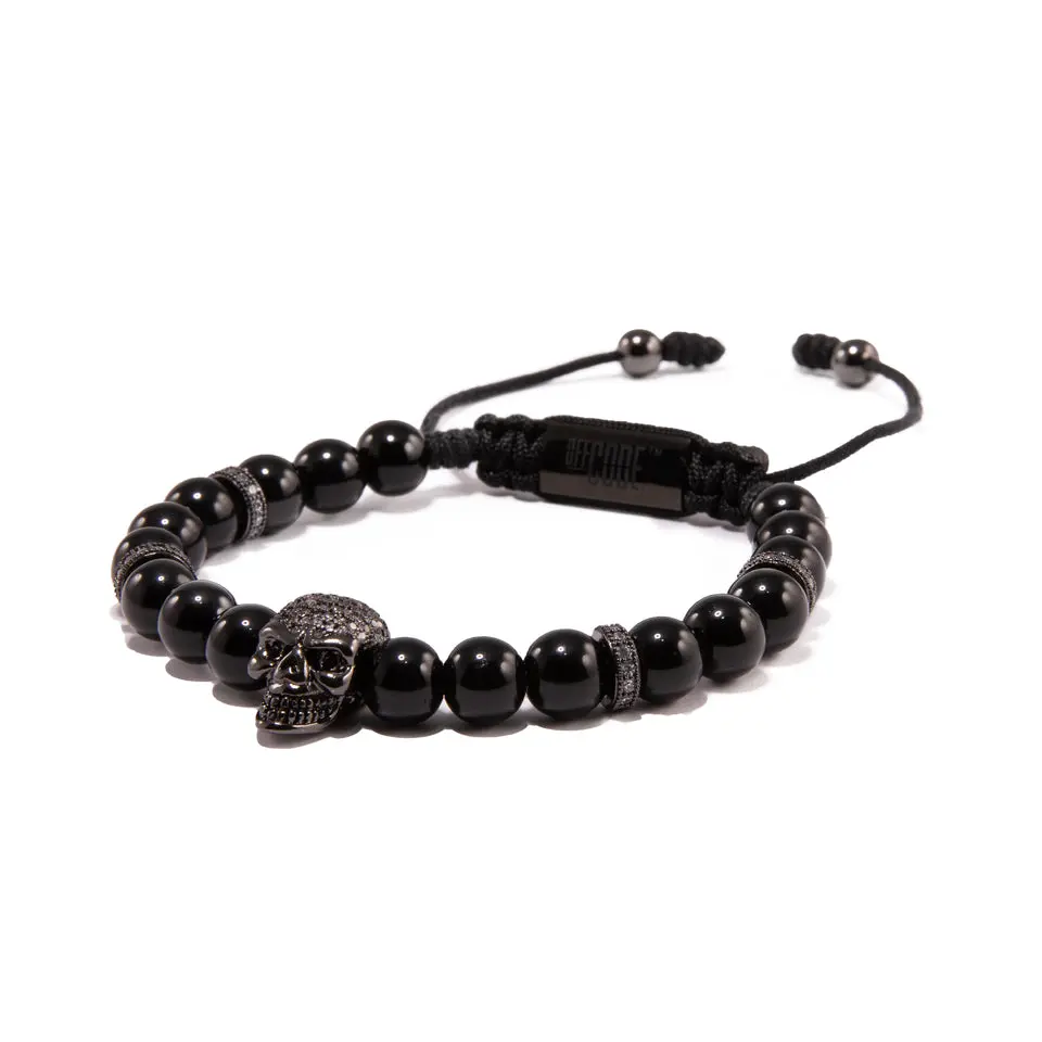 Black Onyx X Black Skull Bracelet