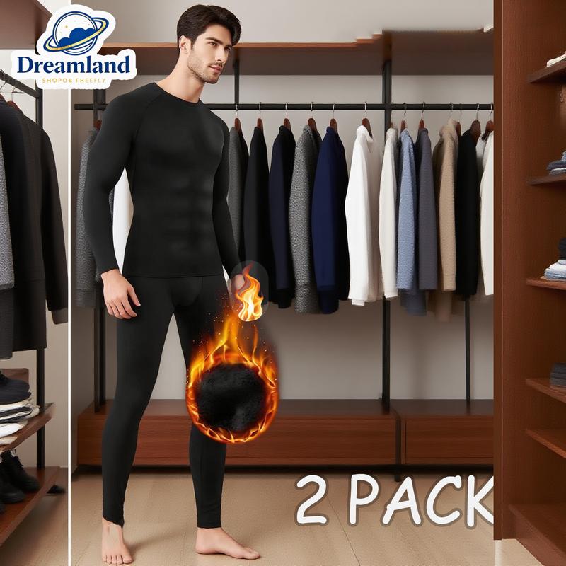 Dreamland 2pcs/4pcs Men's Winter Compression High Stretch Thermal Underwear Fall Clothes Long Pants,Breathable Quick Dry Warm Long Sleeve Tops And Pants, Outdoor Recreation, Fitness & Running, Inner Thermal Shirt